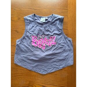 Bratz Graphic Tank Top Women XL Purple Y2K Rhinestone Open Back Tie Kidcore
